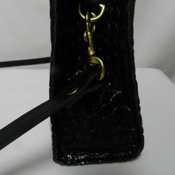Clare V. Simple Tote Bebe Black Croc-Embossed Leather Mini Crossbody Bag Tote - Picture 9 of 14